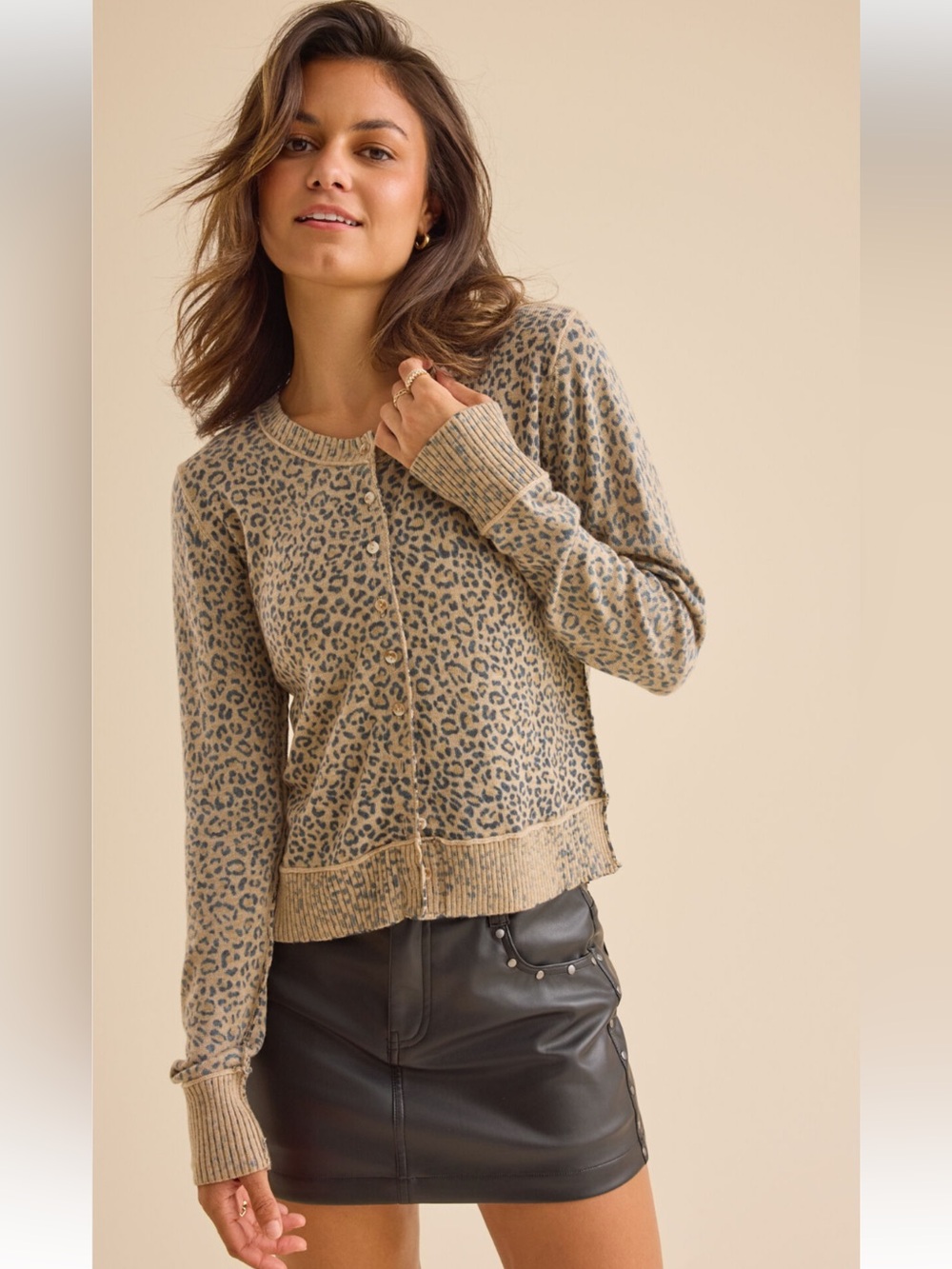 Altar'd State Lenox Leopard Button-Front Cardigan